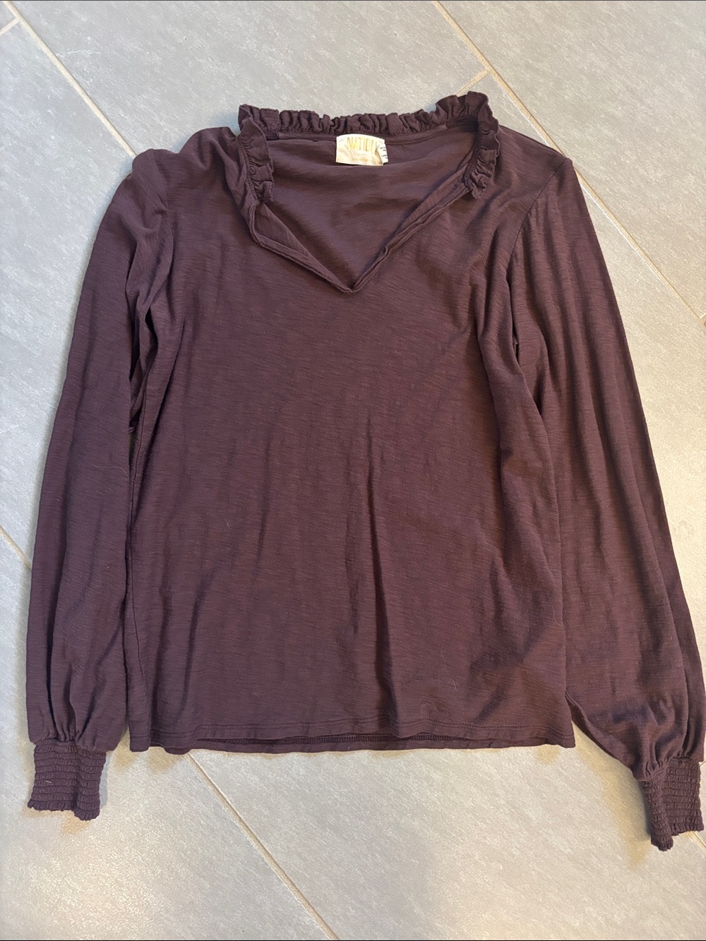 Nation LTD Long-Sleeve Ruffle V-Neck Top - Plum